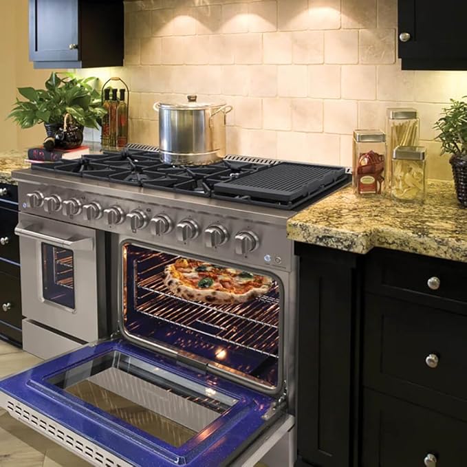 Brama 6.7 Cu. Ft. Stainless Steel Dual Fuel Slide In Range Gas Cooktop Electric Oven Convection Cooking Large Capacity 5 Burners Touch Controls True European Convection