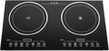Double Induction Cooktop, 1200W+1200W Electric Cooktop with LED Display and Timer, Built-in and Countertop Stove Top for 4.72-9.65 inches Diameter for Home Kitchen, Flat, Restaurant