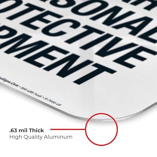 Think Safety First Wear Personal Protective Equipment Sign, 12x18 Inches, Rust Free .063 Aluminum, Fade Resistant, Made in USA