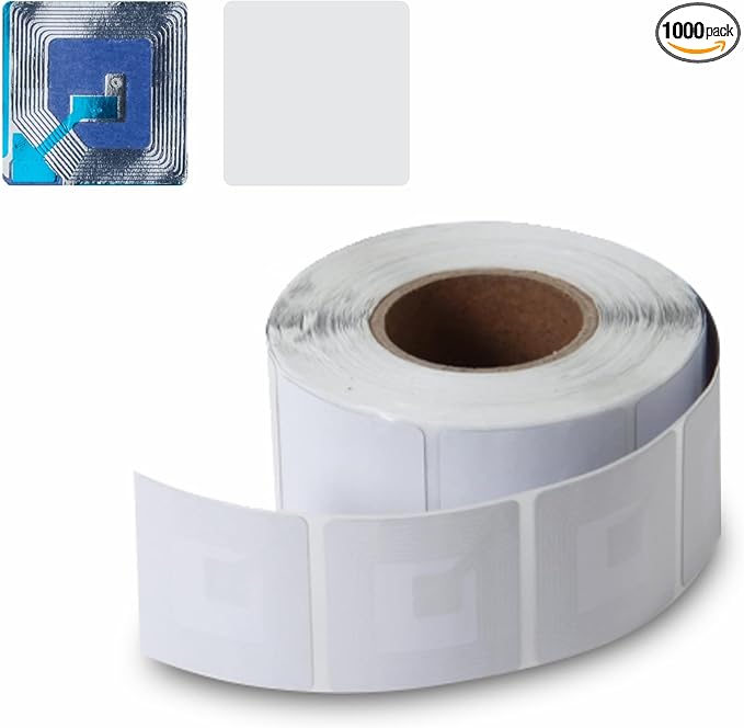 1000 Paper Security Labels 1.5 X 1.5 Inch RF 8.2Mhz White Checkpoint Compatible – Practical and Effective Anti-Theft Labels for EAS Loss Prevention Systems by Bullseye Protection