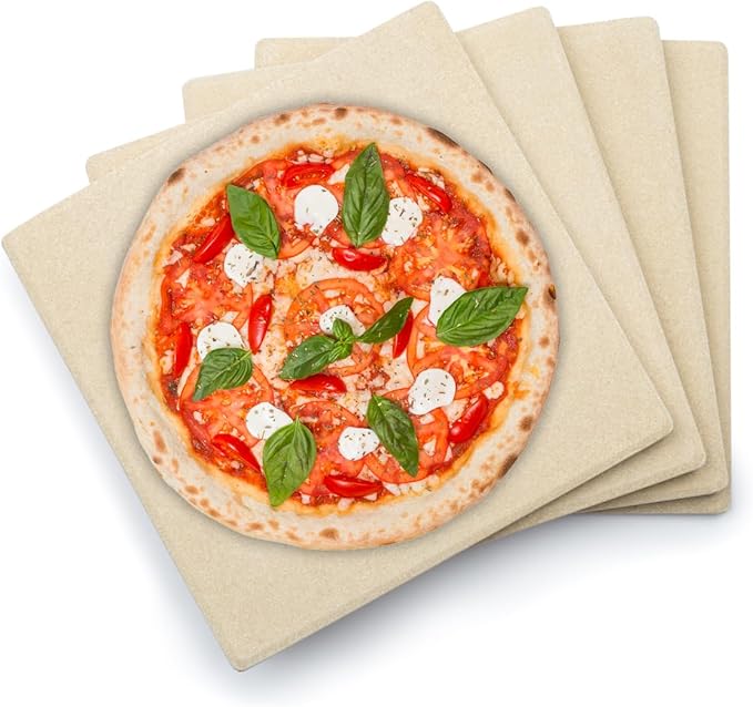 Outset 76176 Pizza Grill Stone Tiles, Light Brown, Medium, Set of 4