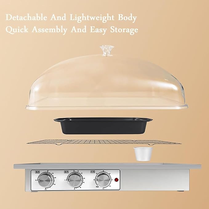 Electric Dough Proofer, Large Capacity Bread Proofing Box, Humidity & Temperature Adjustable, 0-120min Timing, Fermentation Tank Proofing Box, for Baking (S)