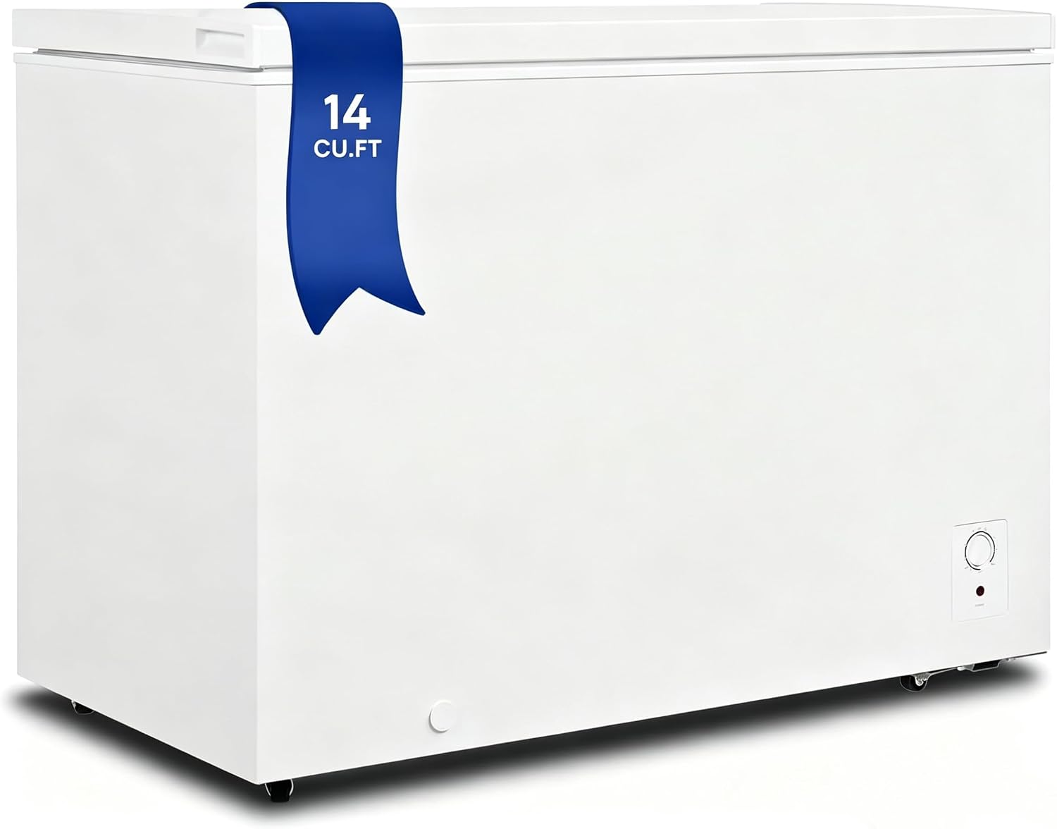 Smad 14 Cu Ft Chest Deep Freezer, Garage Freezers with 7 Level Adjustable Temperature, Top-opening Door with Removable Storage Basket, Energy Saving, Front Drain, White