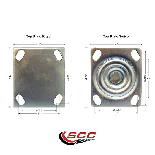 Service Caster Brand Replacement Set for Uline Casters H-2112 - Top Plate Caster with 6 Inch Semi Steel Cast Iron Wheels - Includes 2 Swivel and 2 Rigid - Fits Steel Dumping Hoppers