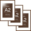 Homeforia A2 Picture Frame Brown, High End Dark Oak 16.5 x 23.4 Wooden Poster Frame Matted to 11.7 x 16.5 Photo, A2 Walnut Wood Frame with Mat A3, 16.5 x 23.5 Frame, Tempered Glass, Wall Kit, Set of 3