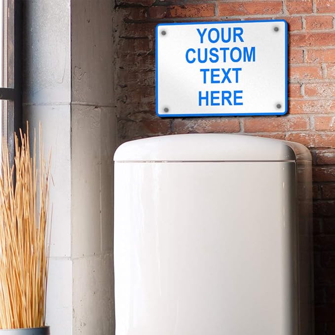 Aluminum Weatherproof Metal Sign Multiple Sizes Custom Personalized Text Here White Blue Notice Travel Horizontal Street Signs 14x10Inches