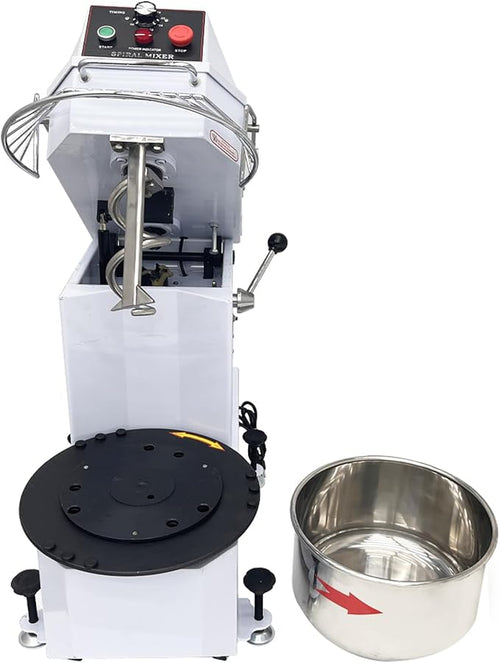 110V 20QT Commercial Dough Mixing Machine Electric Food Flour Kneading Stand Mixer with Removable Detachable Bowl Double Action Spiral Mixer for Bakeries 20L
