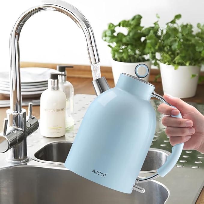 ASCOT Electric Kettle, Stainless Steel Kettle Water Boiler, Fast Boiling Kettle, 1.5L, 1500W, BPA-Free, Cordless, Automatic Shutoff, Boil-Dry Protection(Blue)