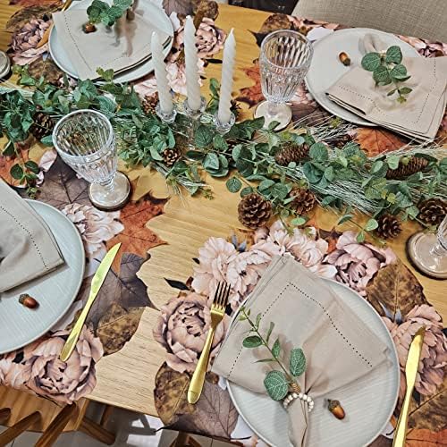 Maison Charlo - Set of 4 Waterproof Placemats Thanksgiving Maple Flower Wreath - Dining Table Decor, Home Decor - Washable Heat Resistant for Parties, Kitchen Table - Brown