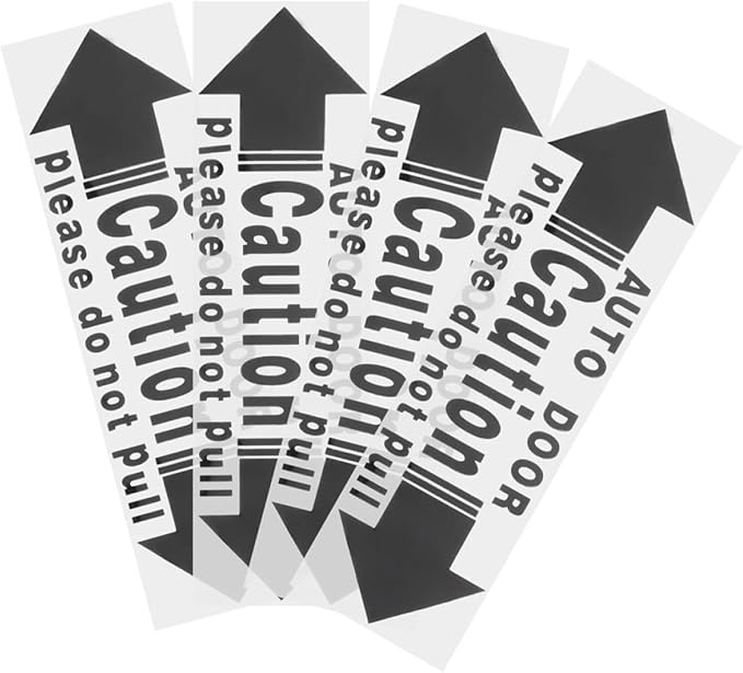 NUOBESTY Car Door Warning Stickers 4pcs Set, Automatic Sliding Door Safety Decals, Black Self-Adhesive Vehicle Window Caution Labels for Minivans and Cars