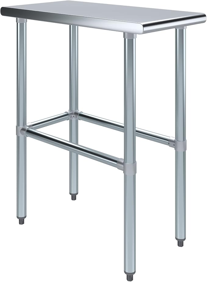 AmGood Stainless Steel Work Table Open Base | NSF Kitchen Island Food Prep | Laundry Garage Utility Bench (15" Long X 30" Deep)