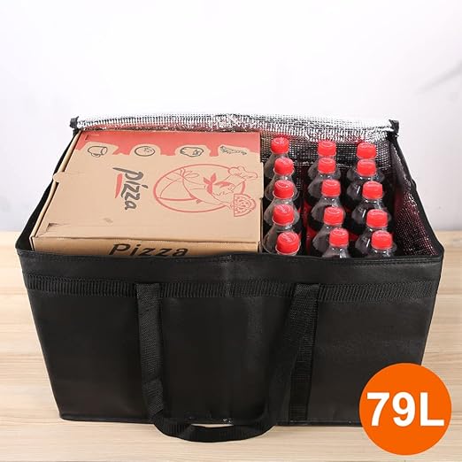 2PK Insulated Food Delivery Bag with Reinforced Hard Bottom - XXXL Thermal Catering Tote for Hot Pizza, Cold Drinks & Meal Boxes - Ideal for Delivery Staff, Restaurants, and Outdoor Events