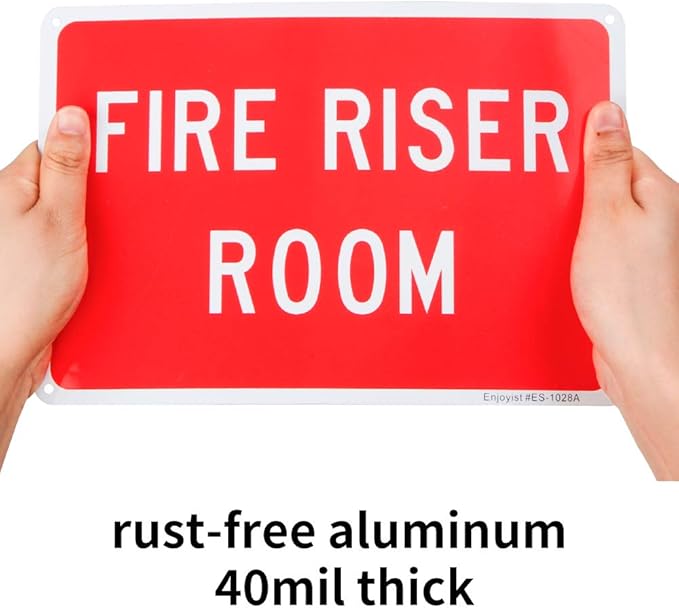 2-Pack Fire Riser Room Sign, 10"x 7" .04" Aluminum Reflective Sign Rust Free Aluminum-UV Protected and Weatherproof
