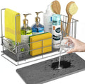 Yofidra Sponge Holder for Kitchen Organizer: Sink Caddy with Instant Drying Stone, Metal Stainless Steel, 9.4" X 4.7" X 7"4 Home Decor Storage and Organization Accessories