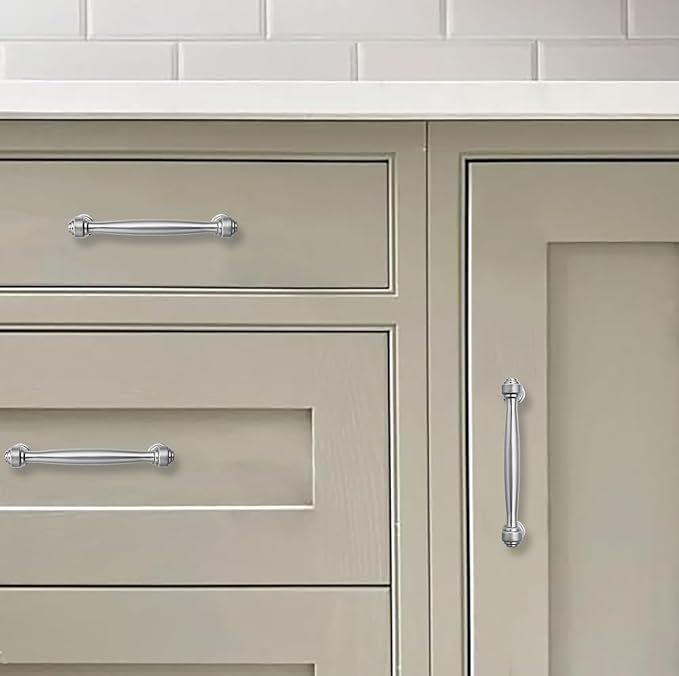 khtumeware 10 Pack 3-3/4 Inch(96mm) Brushed Satin Nickel Cabinet Pulls Kitchen Cabinet Handles Cabinet Hardware for Cupboard Drawer Handles Dresser Pulls