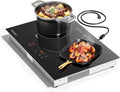 AMZCHEF Induction Cooktop 2 Burners 1800W, Built-in & Countertop Electric Cooktop with 9 Power Levels, 110V-120V Double Induction Stove with Plug, 99-min Timer, Safety Lock, Ceramic Glass