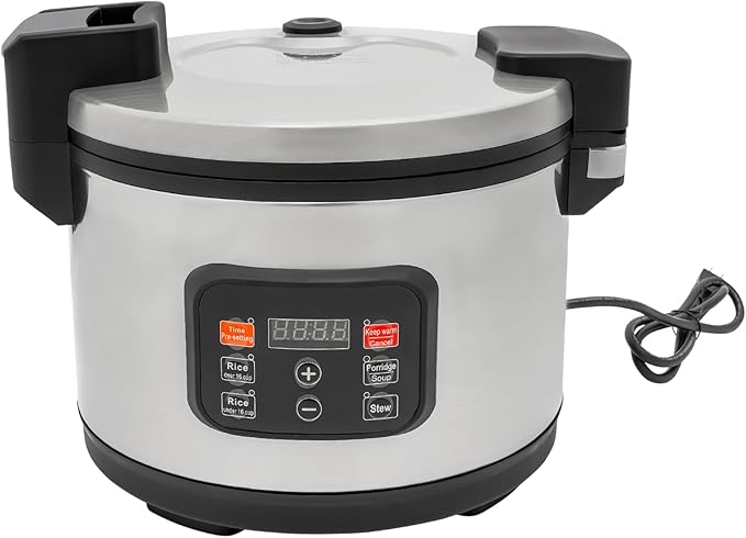 Commercial Rice Cooker, 13.8Qt Stainless Steel Large Food Warmer 60 CUPS Cooked Rice, Multifunctional Electric Rice Cooker with 1850W Fast Cooking, 24H Preset for Restaurant/Canteen/School