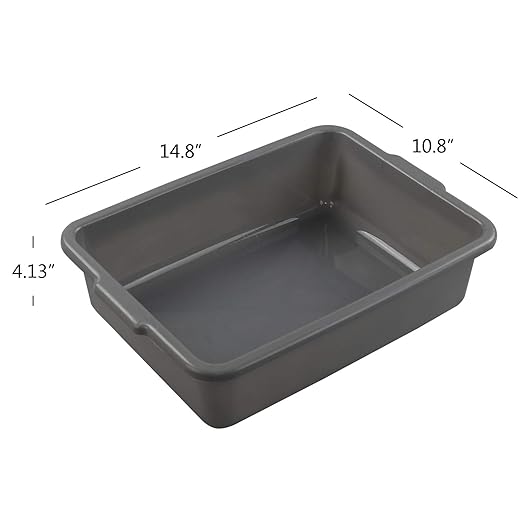 4 Packs 8 Liter Grey Commercial Bus Tub Box Tote Dishpan
