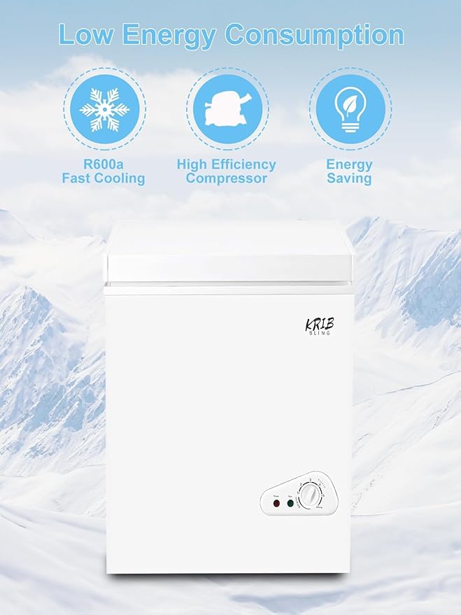 Chest Freezer 3.5 Cu.Ft Mini 7 Gears Temperature Control Compact Deep Freezer with Top Open Door and Removable Storage Basket White