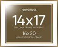 Homeforia 16x20 Diploma Frame Bronze, High End Metal 16 x 20 Certificate Frame with Mat for 14 by 17, 20x16 Document Frame Matted to 14x17, Graduation Degree Frames, Tempered Glass, Wall Kit, Set of 1