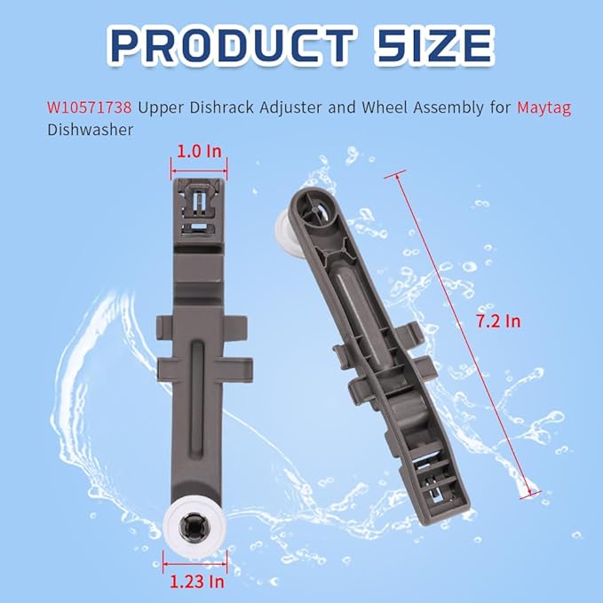 [Upgraded] W10571738 Dishwasher Upper Dishrack Adjuster and Wheel Assembly fit for Maytag/Whirlpool Dishwashers, Replace WPW10571738, 3449627, AP6023130, PS11756470 (2 Pack)