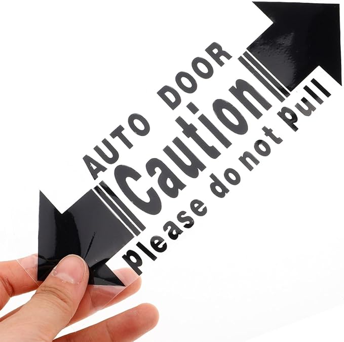Automatic Car Door Warning Stickers 4Pcs Set, Waterproof Vinyl Decals for Van SUV, Removable Electrical Door Switch Safety Labels for Vehicle Exterior