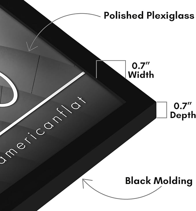 Americanflat 17x20 Picture Frame with Polished Plexiglass - Streamline Collection - Thin Border Picture Frame for Wall Display - Hanging Hardware Included - Black