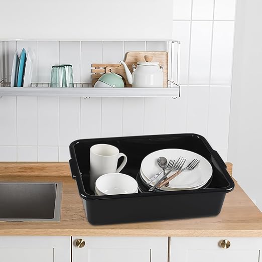 12-Pack 13 L Plastic Commercial Bus Tub, Black Bus Box