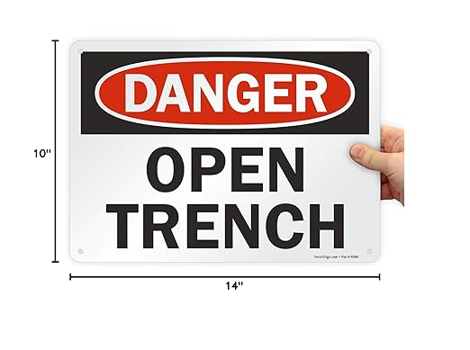 SmartSign "Danger - Open Trench" Sign | 10" x 14" Plastic