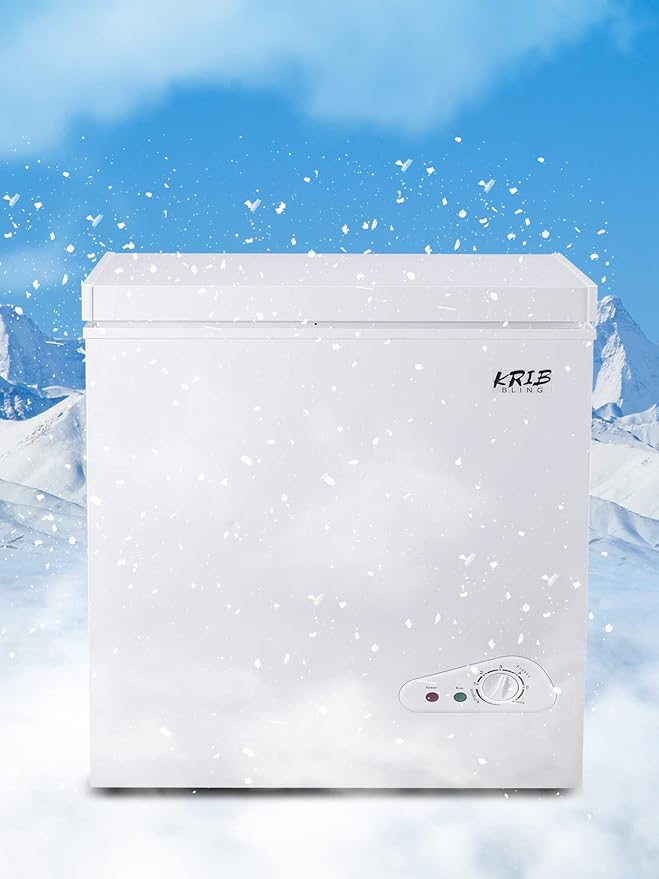 5.0 Cu.Ft Deep Compact Freezer with a Removable Basket,Chest Freezer with 7 Gears Temperature Control(-16°F to -48°F), for House, Kitchen, Garage, Basement, Shop, White