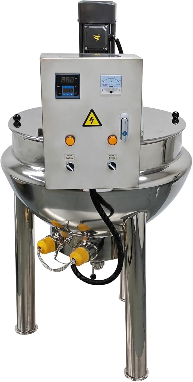 220V 100L Electric Jacketed Kettle - Commercial Heating Cooking Machine for Soup, Beverages, Jams & Sandwiches - High-Efficiency Steam Pot, Food Warmer 26.5 Gallon