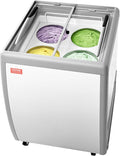 VEVOR Commercial Ice Cream Display Case, 5.6 Cu.ft Chest Freezer, Restaurant Gelato Dipping Cabinet Top Deep Freezer with Locking Casters, Sliding Glass Door, LED Lighting, Hold 4 Ice Cream Tubs