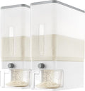 Lifewit 2 Pack Rice Dispenser 25 Lbs(11.3kg), Rice Storage Container Sealed Moisture Proof with Measuring Cup for Kitchen Pantry Household, BPA-Free, Clear