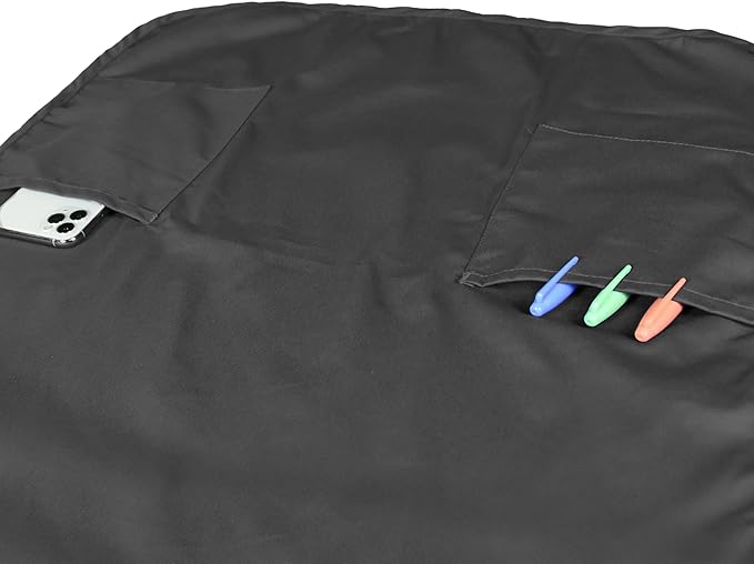 DALIX Apron Commercial Restaurant Home Bib Spun Poly Cotton Kitchen Aprons (2 Pockets) in Black