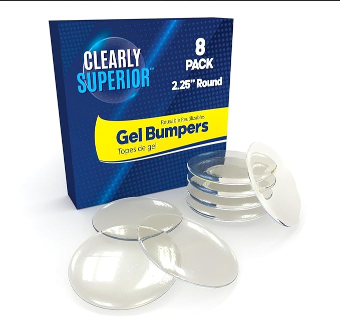 Round Medium 2.5" Clear Bumpers 8 Pack – Self Adhesive Doorknob Protector Wall Guard - Protects Walls from Door Knobs and Handles