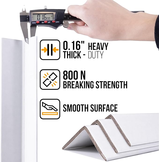 48" x 2" x 2" Reinforced Cardboard Edge Protectors, White (Pack of 100) – 0.16" Thick Heavy-Duty Cardboard Corner Protectors for Shipping – American Quality V-Board Pallet Edge Guard