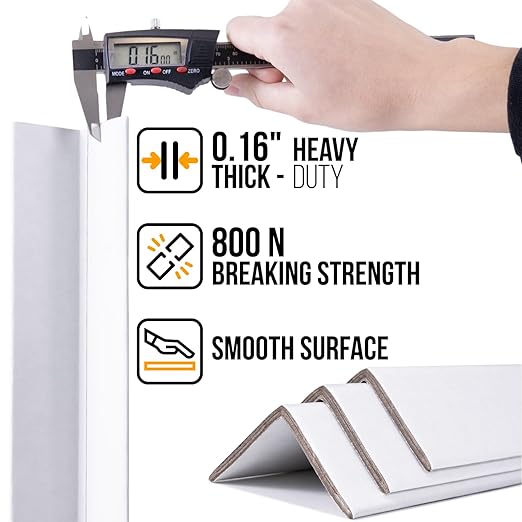 36" x 2" x 2" Reinforced Cardboard Edge Protectors, White (Pack of 48) – 0.16" Thick Heavy-Duty Cardboard Corner Protectors for Shipping – American Quality V-Board Pallet Edge Protectors
