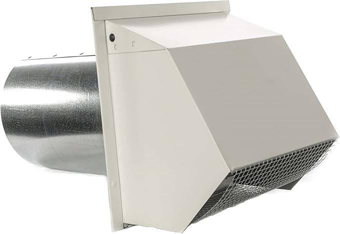 RDP Hooded Wall Vent with Screen and Damper (8 Inch, White)