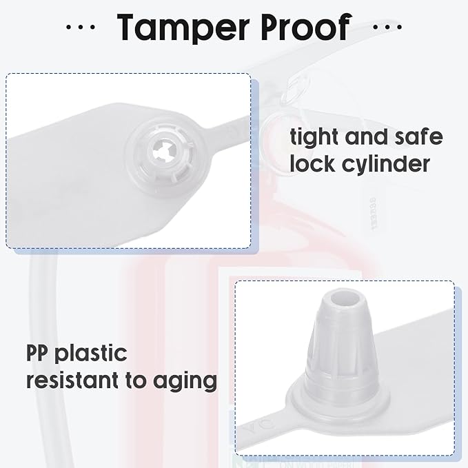1000 Pcs Plastic Tamper Seals Fire Extinguisher Tags Security Tags Seals Safety Numbered Zip Ties Labels Safety Disposable Self Locking Signage 250 mm Length (White)