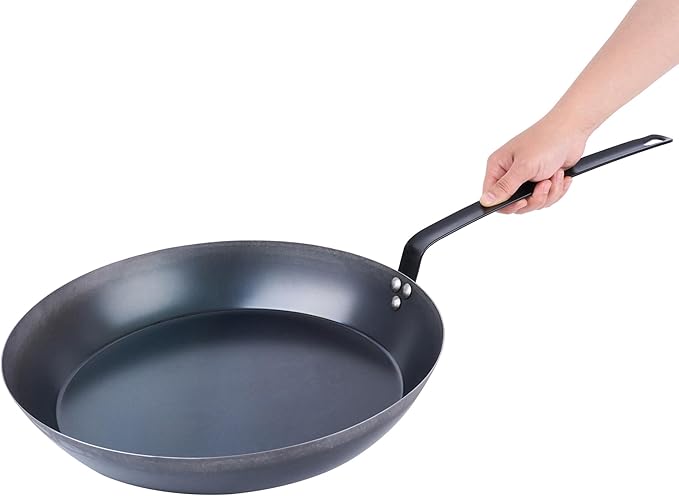 Restaurantware-Met Lux 16 Inch Fry Pans, 6 Lightweight Frying Pans - Induction-Ready, Triple-Riveted, Black Carbon Steel Cooking Skillets, Durable, For Searing, Sauteing, And Browning Food