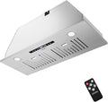 Hermitlux 30 inch Built-in/Insert Range Hood, 600 CFM Stainless Steel Vent Hood with 3 Speed Gesture Sensing & Touch Control Panel, Ducted/Ductless Convertible, LED Light and Charcoal Filters