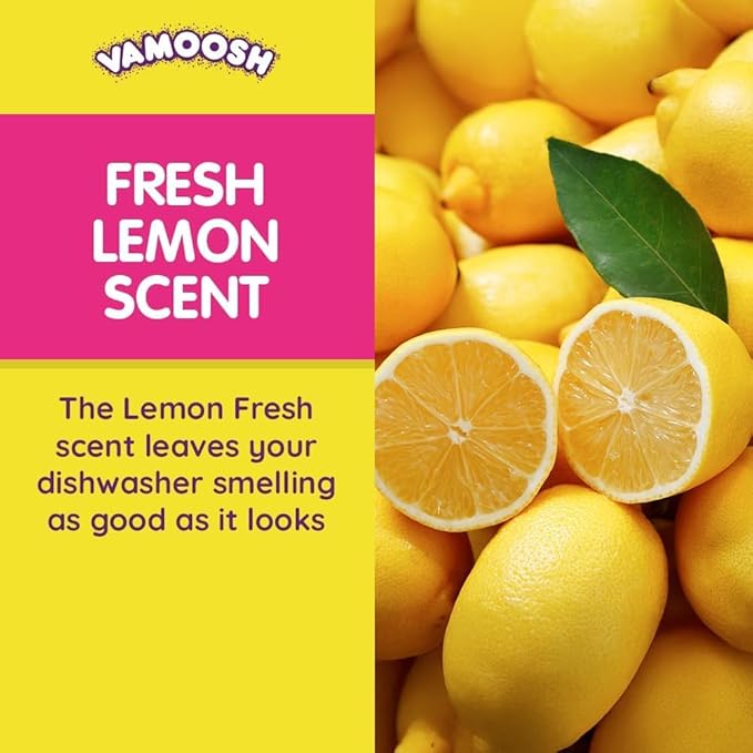 Vamoosh 6-in-1 Dishwasher Cleaner | Natural Citric Acid Cleaning Formula | No Limescale Removal | Grease Elimination | Eco-Friendly | Made in the UK | 100g (Pack of 8)