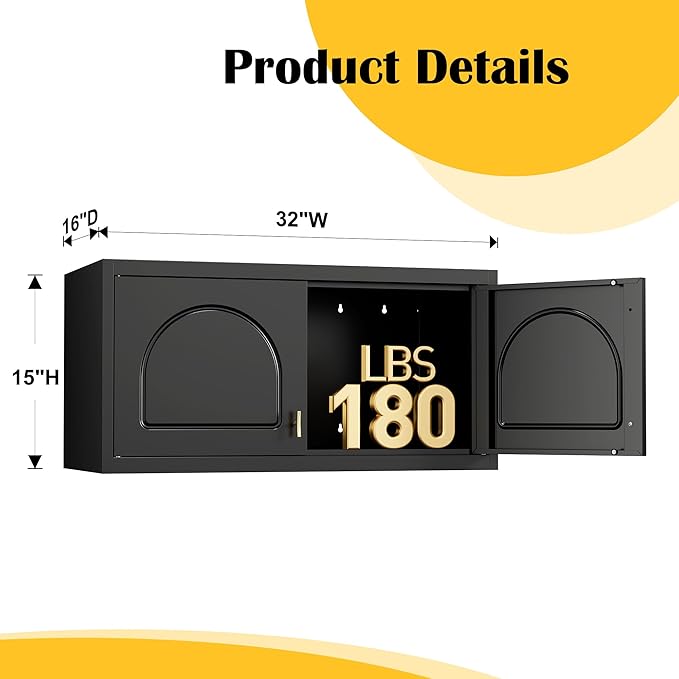 Wall Upper Storage Cabinet,Metal Bathroom Wall Mounted Cabinet,15 Inch Storage Cabinets for Basement,Livingroom Home Office