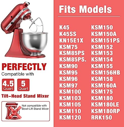 4.5-5QT Stainless Steel Flat Beater for KitchenAid Stand Mixer