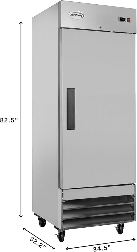 KoolMore 29" 1 Door Stainless Steel Upright Commercial Reach-in Freezer - 23 cu. ft
