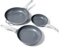 PRICUSIS 5Pcs Nonstick Ceramic Frying Pan Set, 8+10+12 Inch Induction Compatible with Stay Cool Handle, Fully Coated, 100% Dishwasher Safe, Healthy PTFE PFAS & PFOA Free Omelet Pans (Blueberry Gray