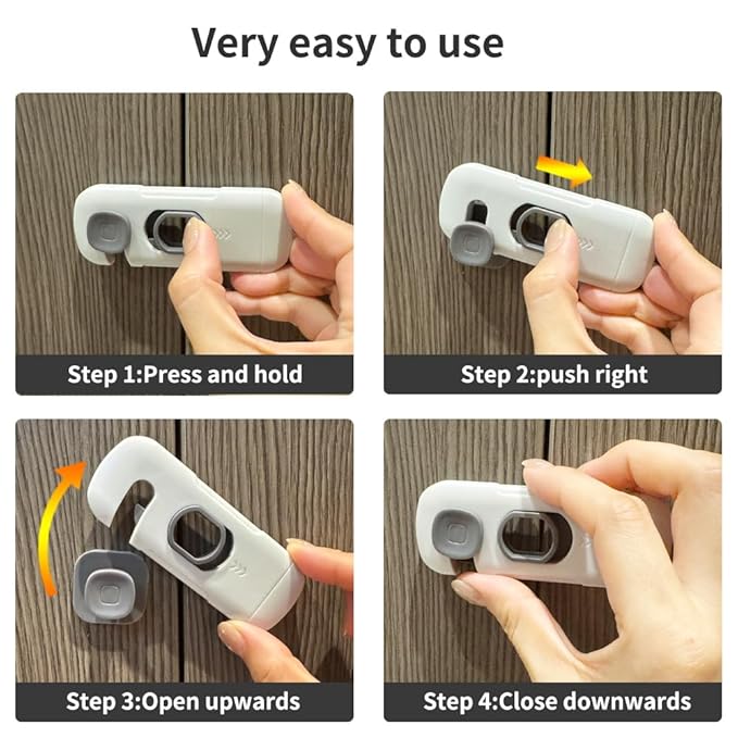 10Pack Child Proof Refrigerator Lock, Fridge Locks for Kids,with Adhesive,Child Safety Locks for Doors, RV Refrigerator, Oven Lock Child Safety Baby Cabinet Locks (Light Gray,10 Count (Pack of 1))
