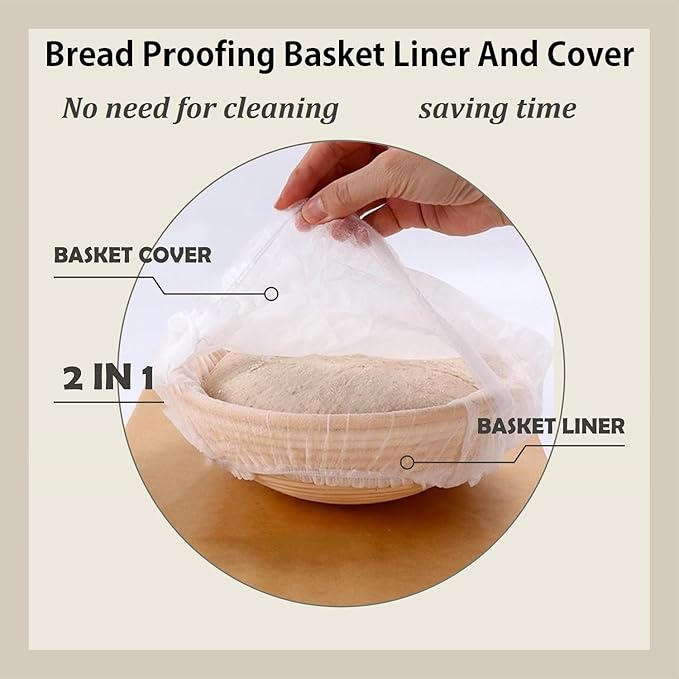 100 Pcs Banneton Liner,Banneton Bread Proofing Basket Non Woven Liners Non-Stick Dough,Bread Proofing Cover,Elastic Banneton Basket Liner,Sourdough Bread Baking Supplies