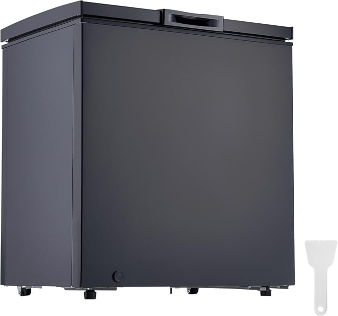 VEVOR Chest Freezer, 5 Cu.ft Compact Deep Freezer, Free Standing Top Open Door Chest Freezers with 2 Removable Baskets & Adjustable Thermostat - Energy Saving, Low Noise & Garage Ready, Black