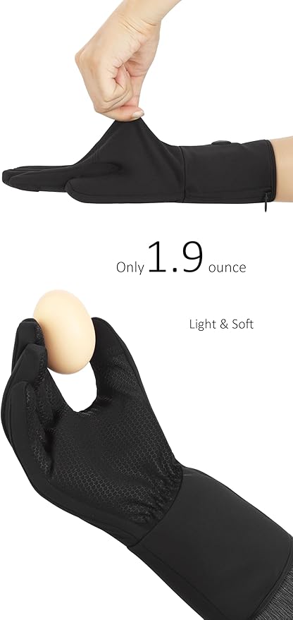 CUEHEAT Heated Glove Liners, Flexible Ultrathin, Touchscreen, 7.4V Rechargeable Battery Electric Heating Thin Gloves
